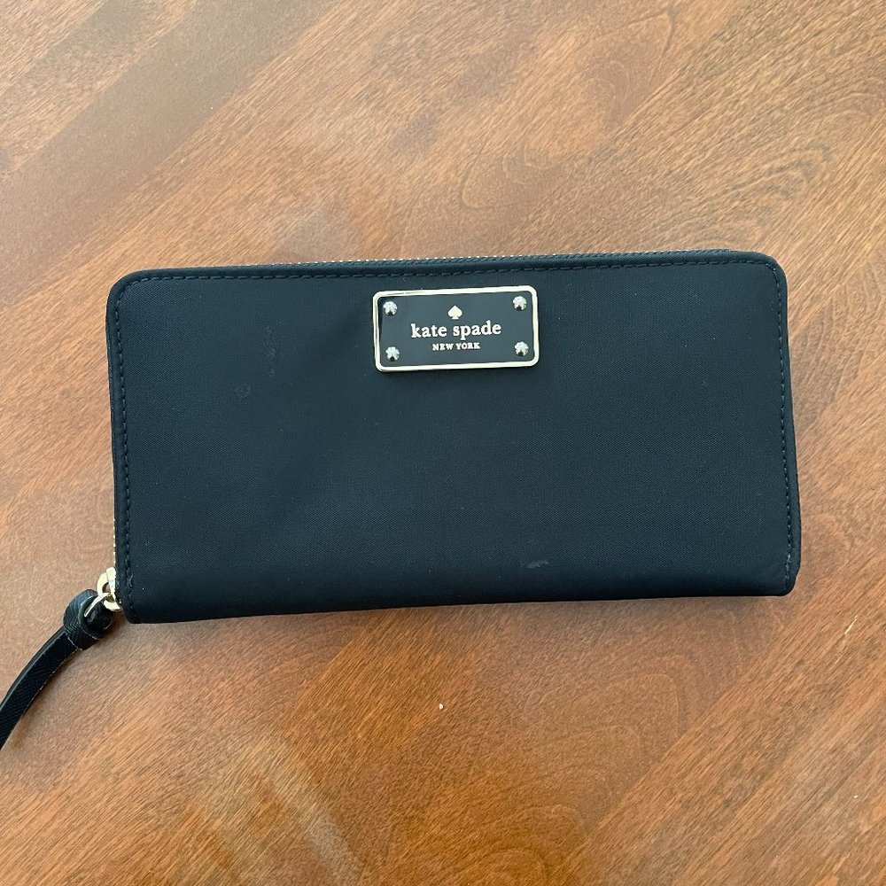 kate spade long wallet black